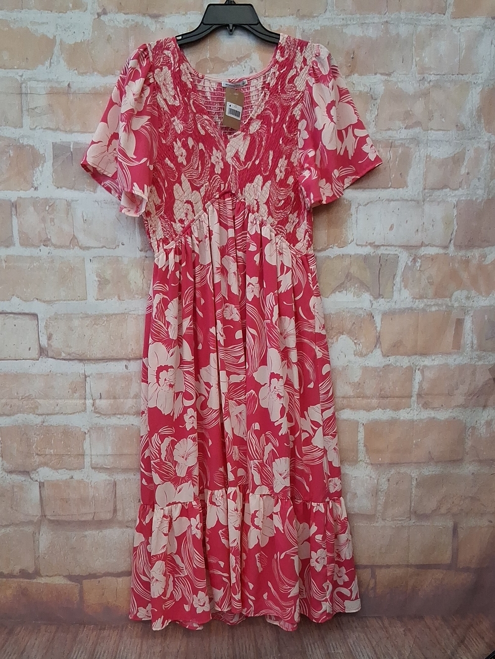 NWT Staccato Pink Floral Maxi Dress with V-Neck